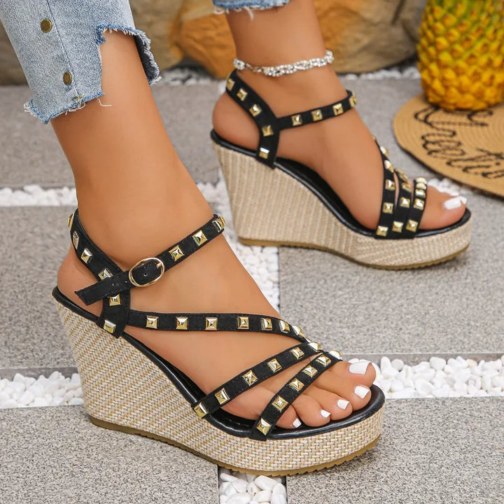Sevara Studded Wedge Sandals