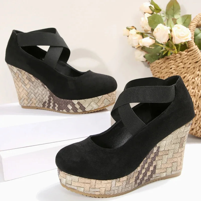 Serova Cross Wedge Sandals