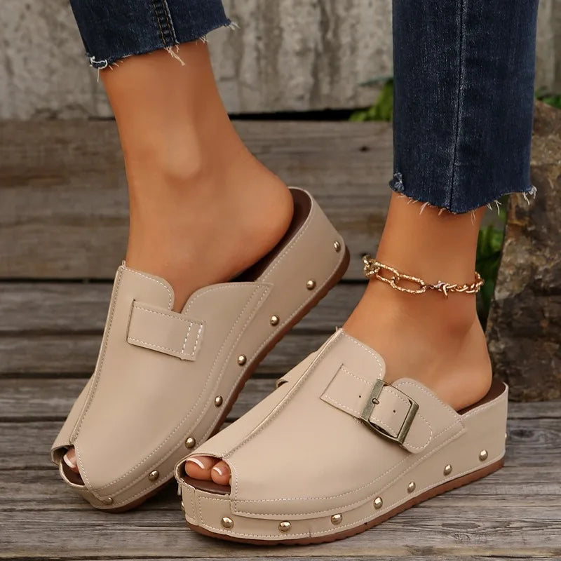 Serelina Slide Sandals with Buckle