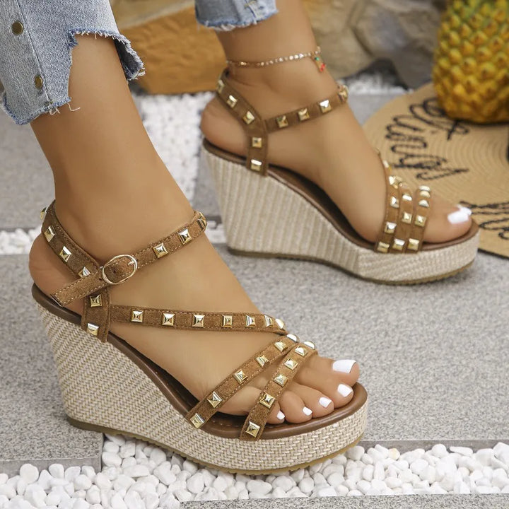 Sevara Studded Wedge Sandals