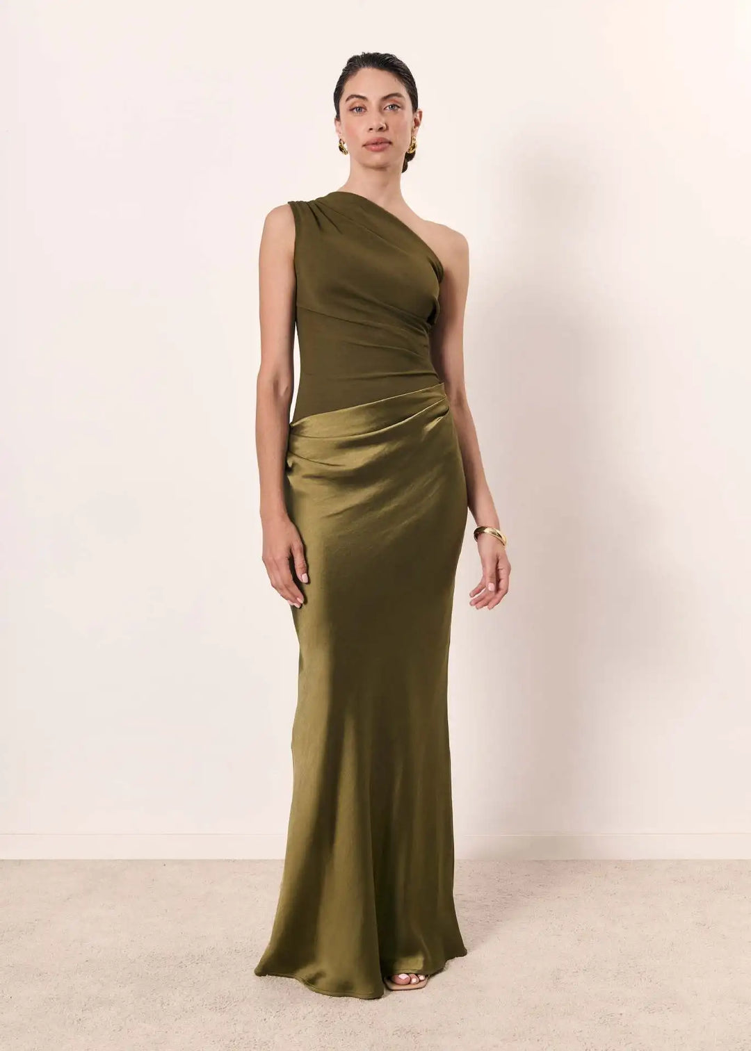 Aleida | One-Shoulder Satin Maxi Dress