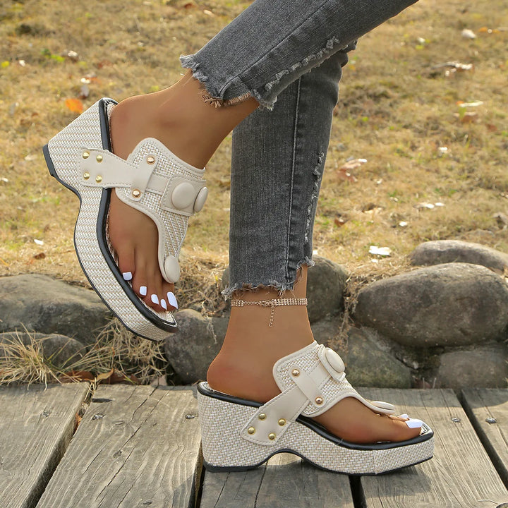 Melvina Shiny Slide Sandals