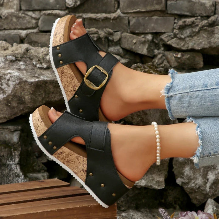 Revina Slide Sandals with Buckle