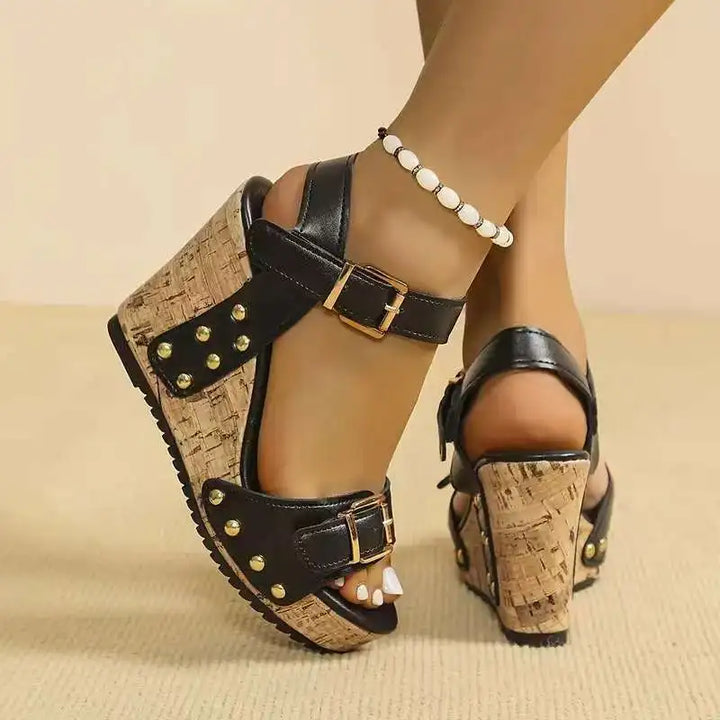 Marcena Wedge Sandals with Buckle