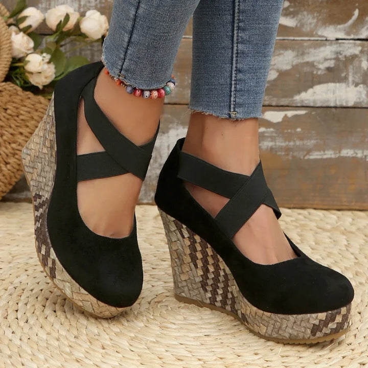 Serova Cross Wedge Sandals
