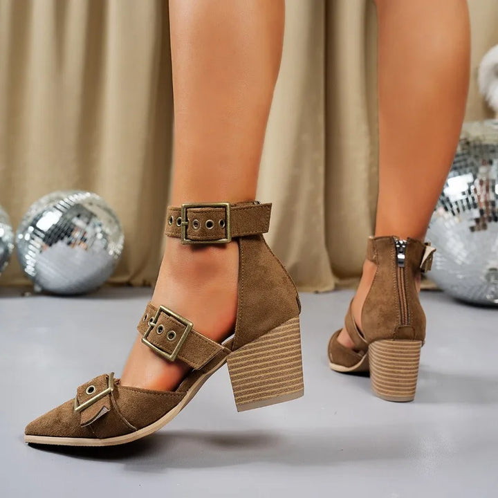 Arden Buckled Block Heels