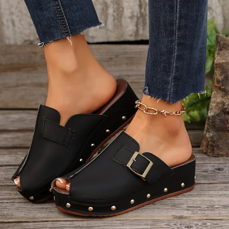 Serelina Slide Sandals with Buckle