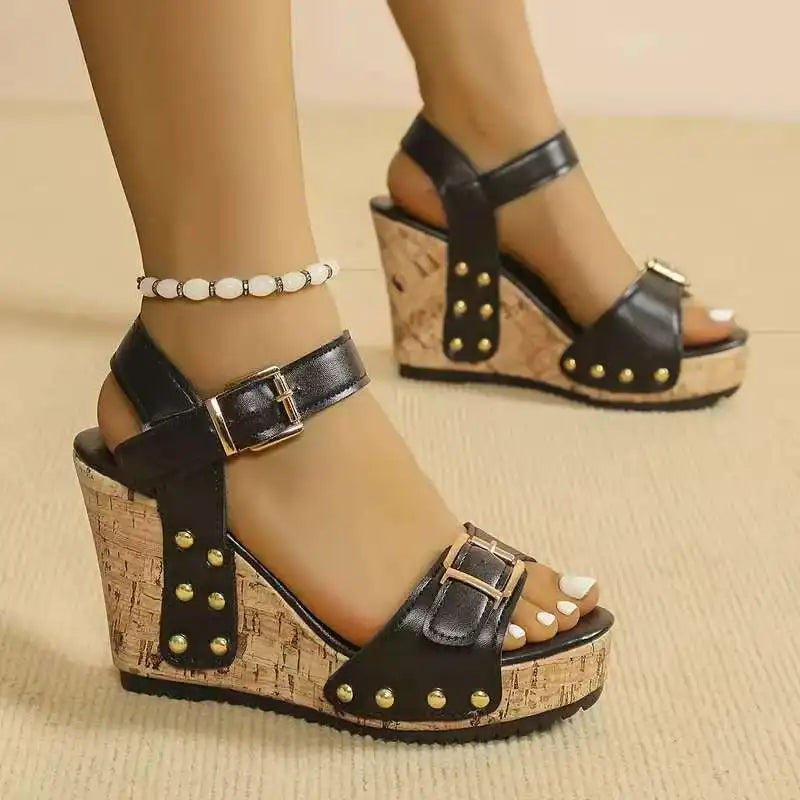 Marcena Wedge Sandals with Buckle