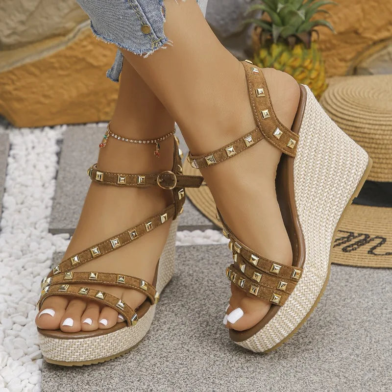 Sevara Studded Wedge Sandals