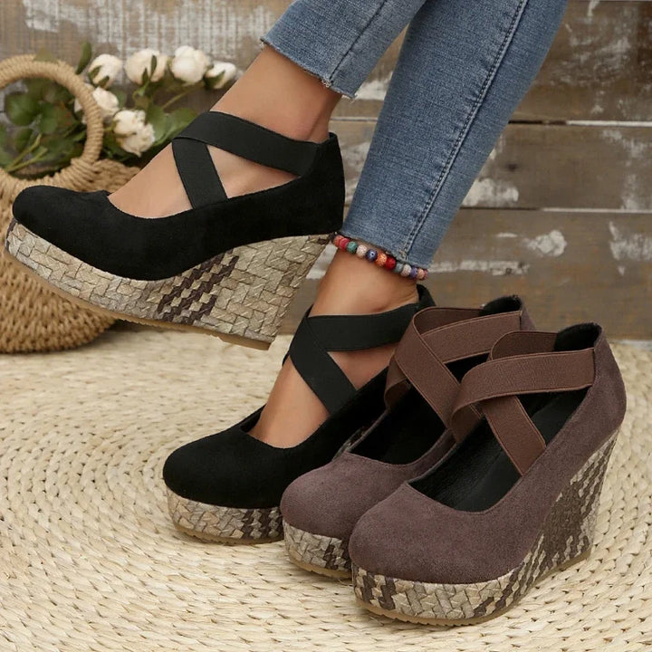 Serova Cross Wedge Sandals