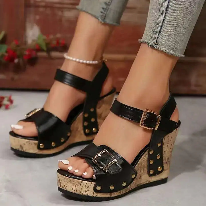 Marcena Wedge Sandals with Buckle