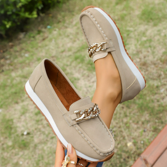 Elle - Loafers with Diamond-Studded Buckle