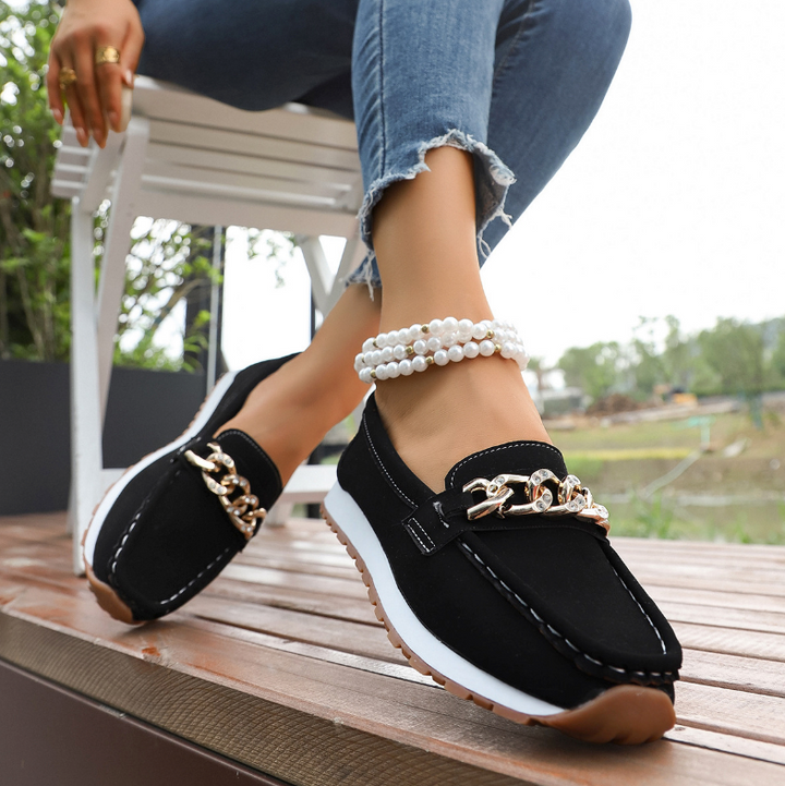 Elle - Loafers with Diamond-Studded Buckle