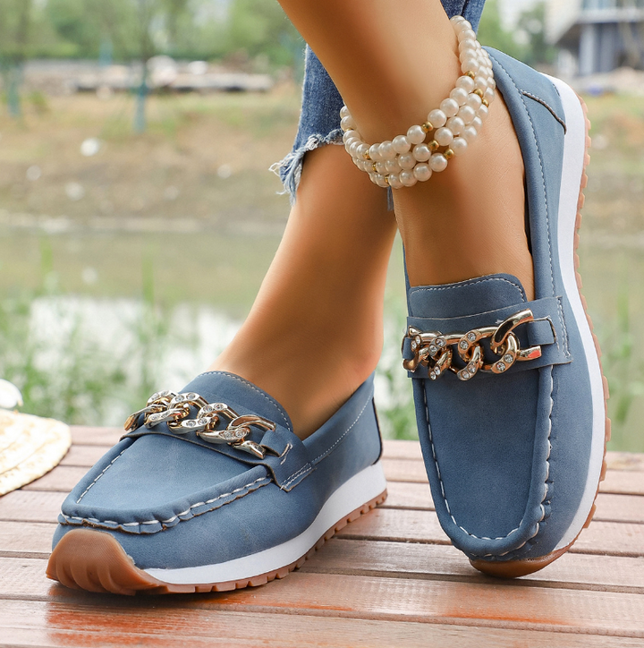 Elle - Loafers with Diamond-Studded Buckle