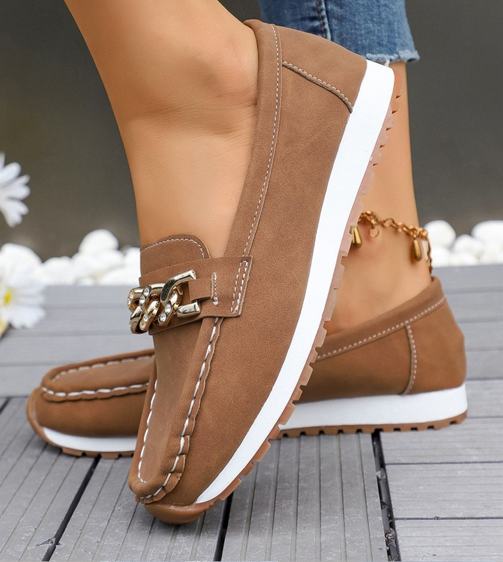 Elle - Loafers with Diamond-Studded Buckle