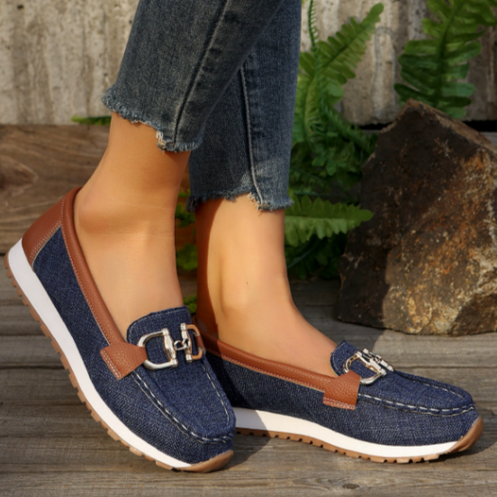 Esme - Sleek Buckle Flat Loafers