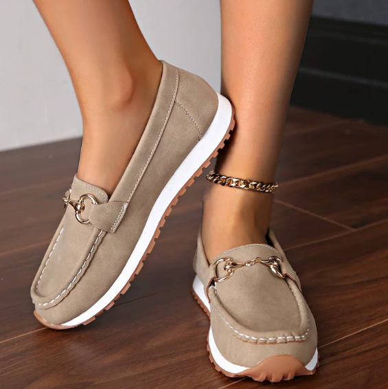 Elodie - Sleek Buckle Flat Loafers