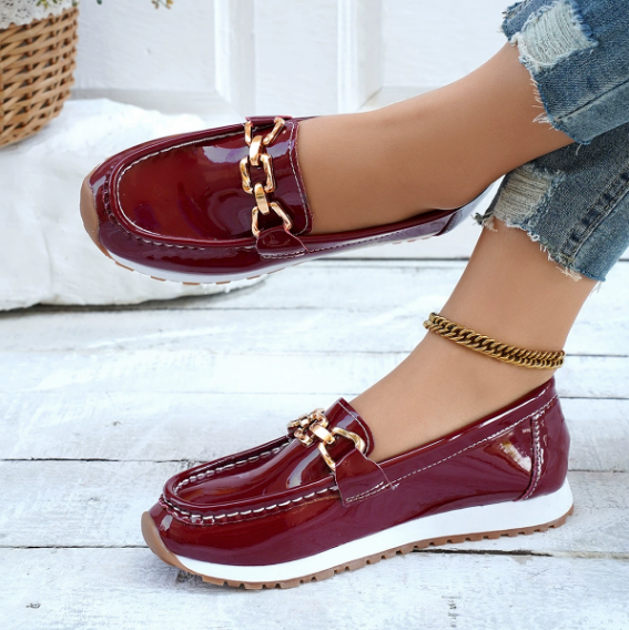 Eleanor - Glossy Bordeaux Loafers