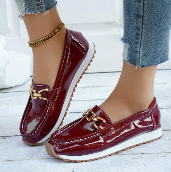 Eleanor - Glossy Bordeaux Loafers