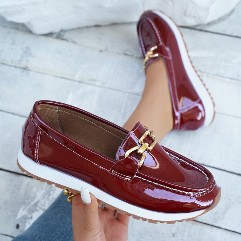 Eleanor - Glossy Bordeaux Loafers