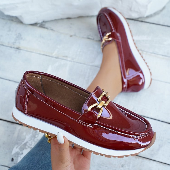 Eleanor - Glossy Bordeaux Loafers