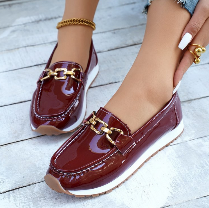 Eleanor - Glossy Bordeaux Loafers
