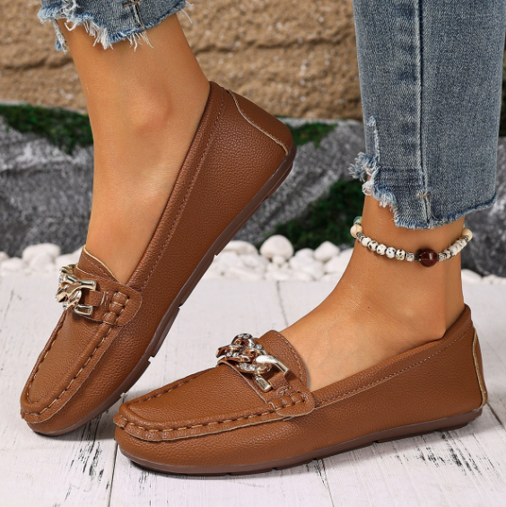 Eden - Sleek Diamond Buckle Loafers