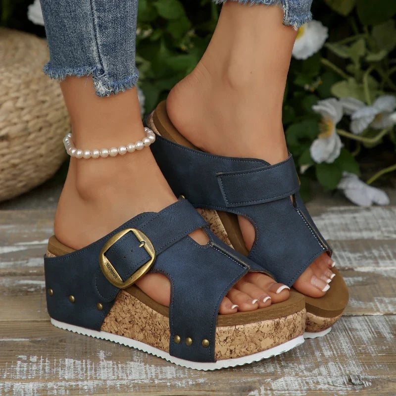 Revina Slide Sandals with Buckle