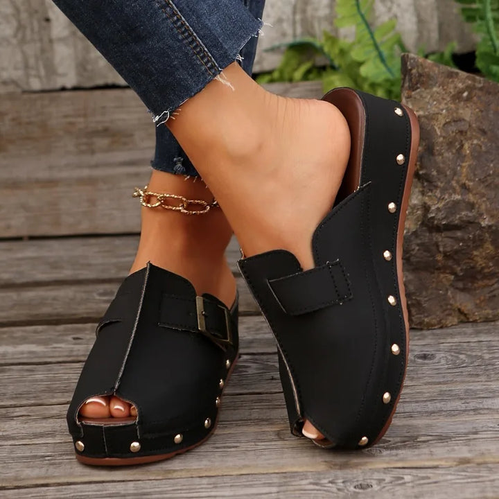 Serelina Slide Sandals with Buckle