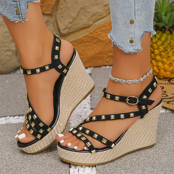 Sevara Studded Wedge Sandals
