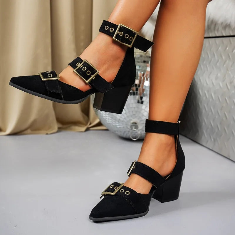 Arden Buckled Block Heels