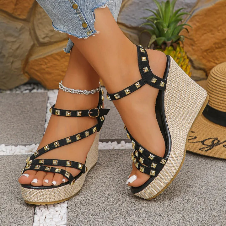 Sevara Studded Wedge Sandals