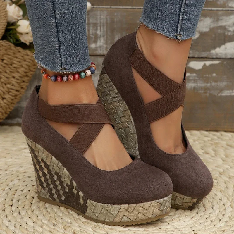 Serova Cross Wedge Sandals