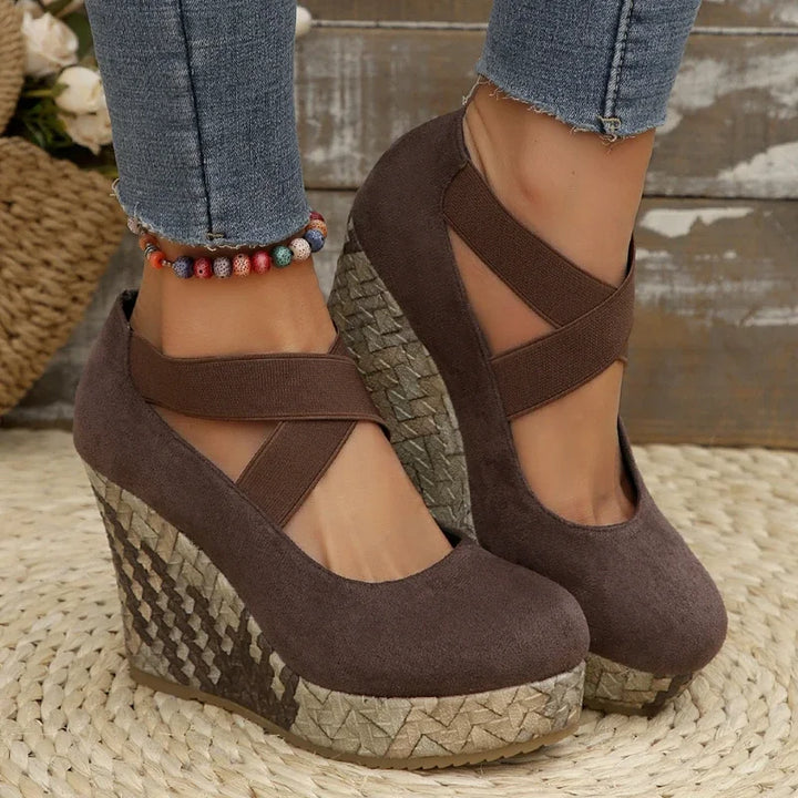 Serova Cross Wedge Sandals