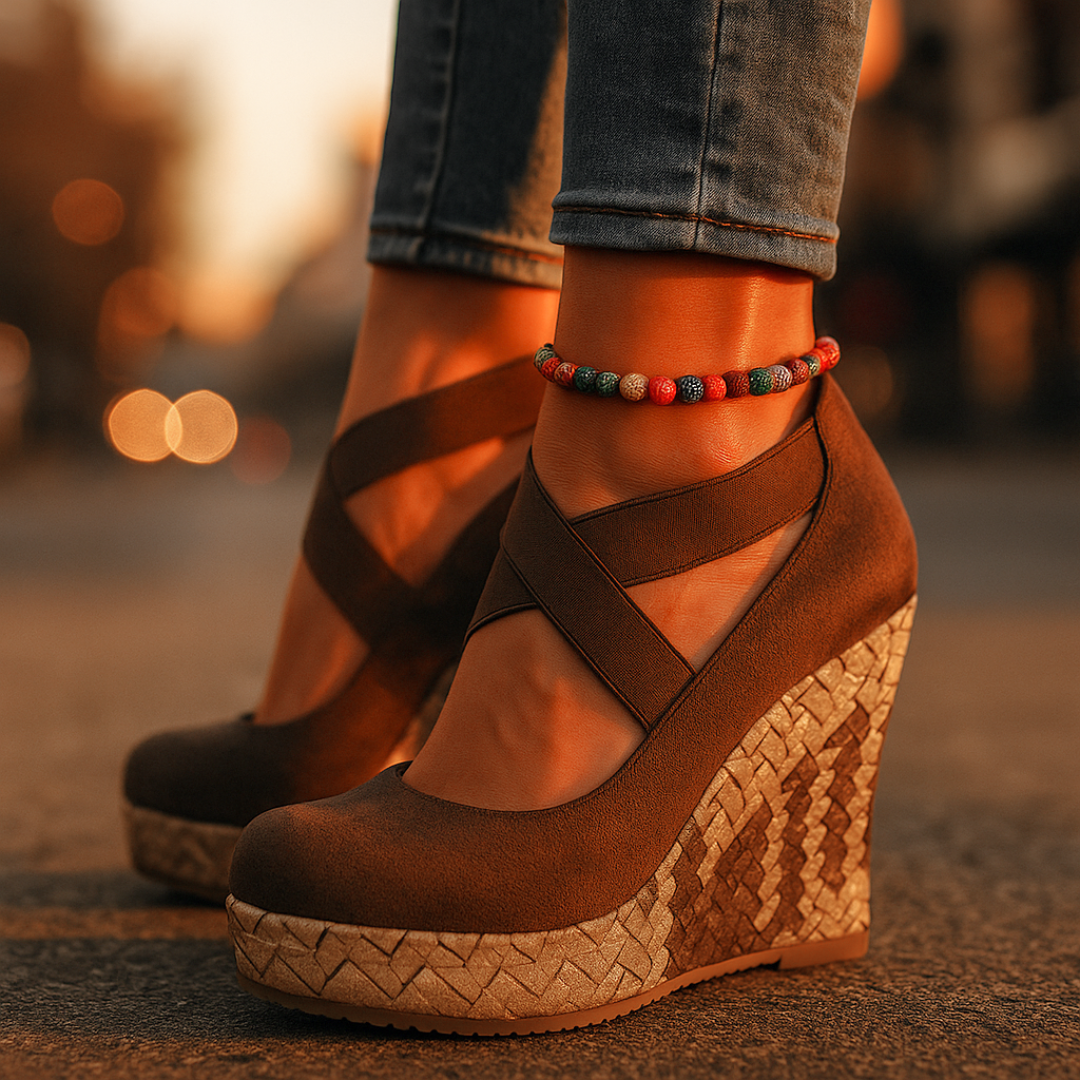 Serova Cross Wedge Sandals