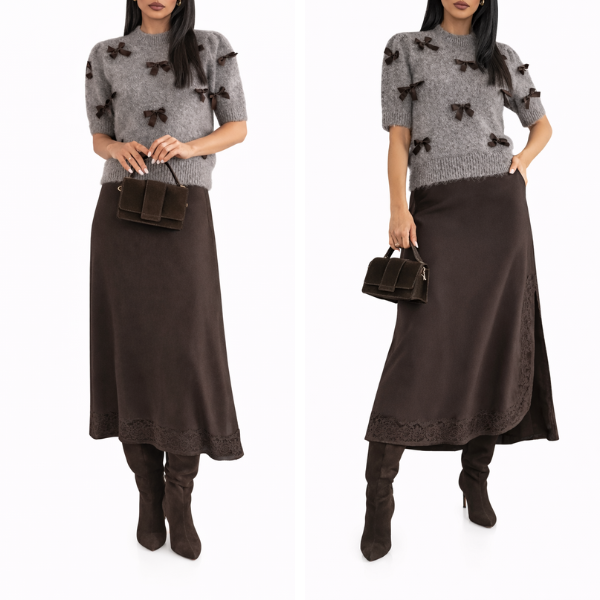 Emilia™ | Bow-Knit Top & Midi Skirt Set