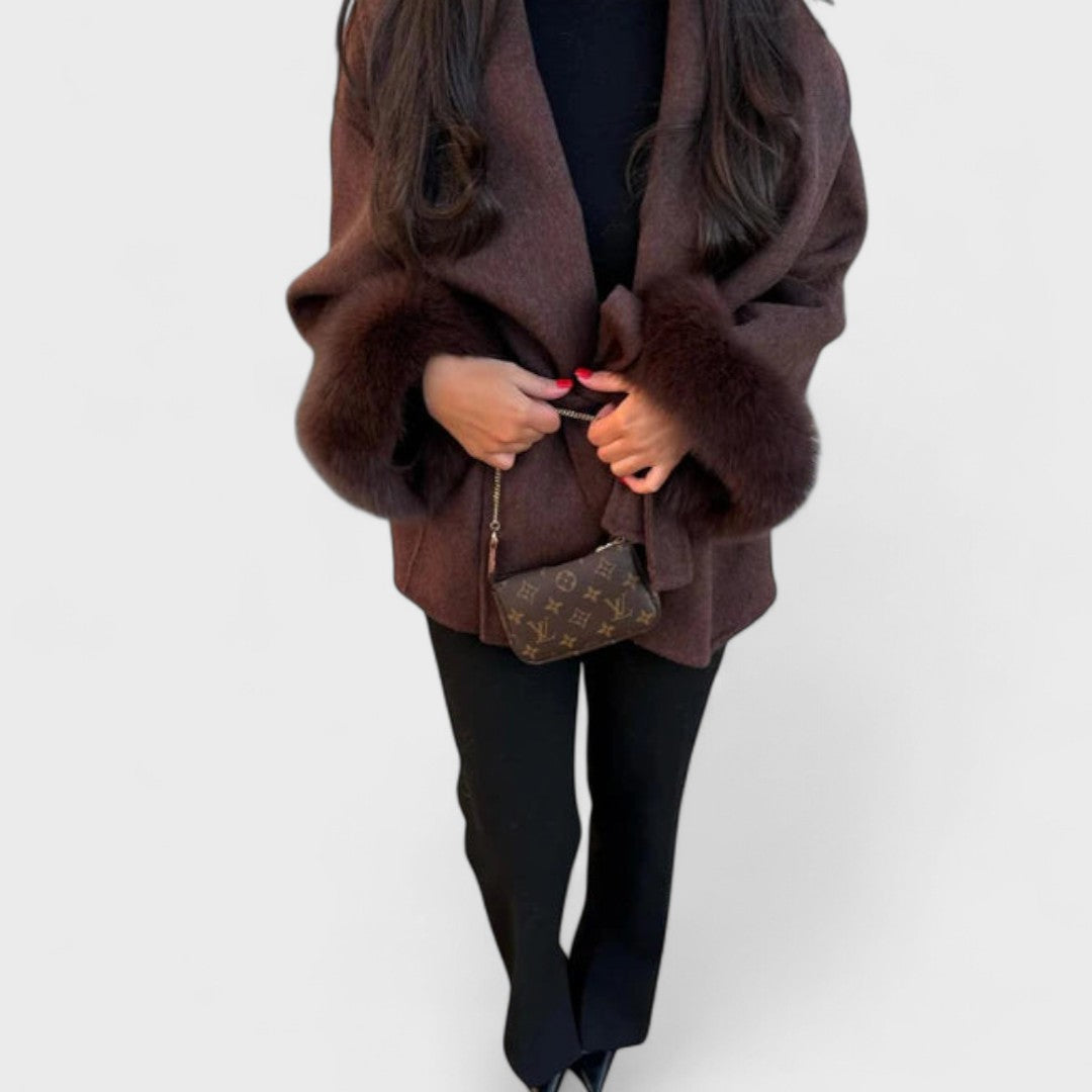 Aurelle | Wool Coat with Faux Fur Detail