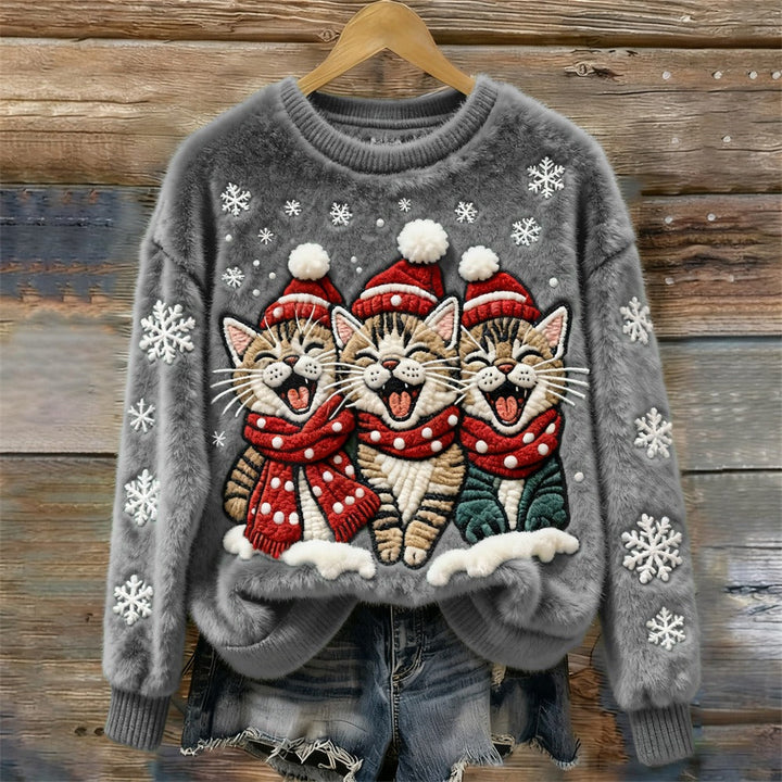 Tessa™ | Cosy Sweater With Three Happy Cats