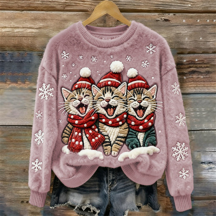 Tessa™ | Cosy Sweater With Three Happy Cats