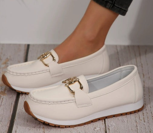 Esme - Sleek Buckle Flat Loafers