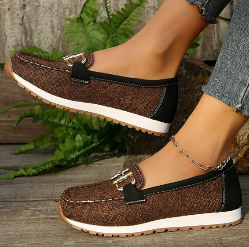 Esme - Sleek Buckle Flat Loafers