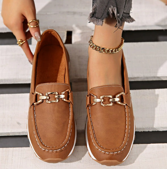 Ella - Classic Buckle Flat Loafers