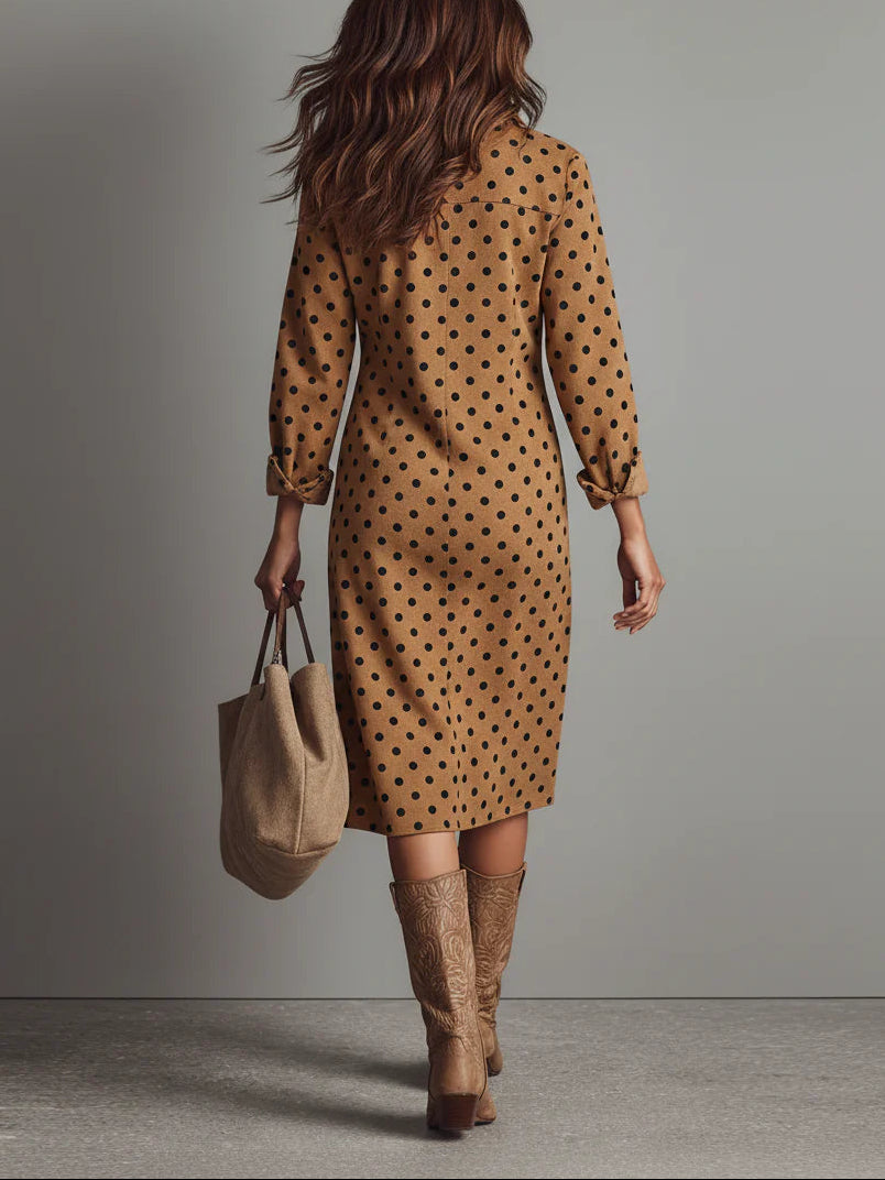 Ella | Midi Dress in Polka-Dot Suede
