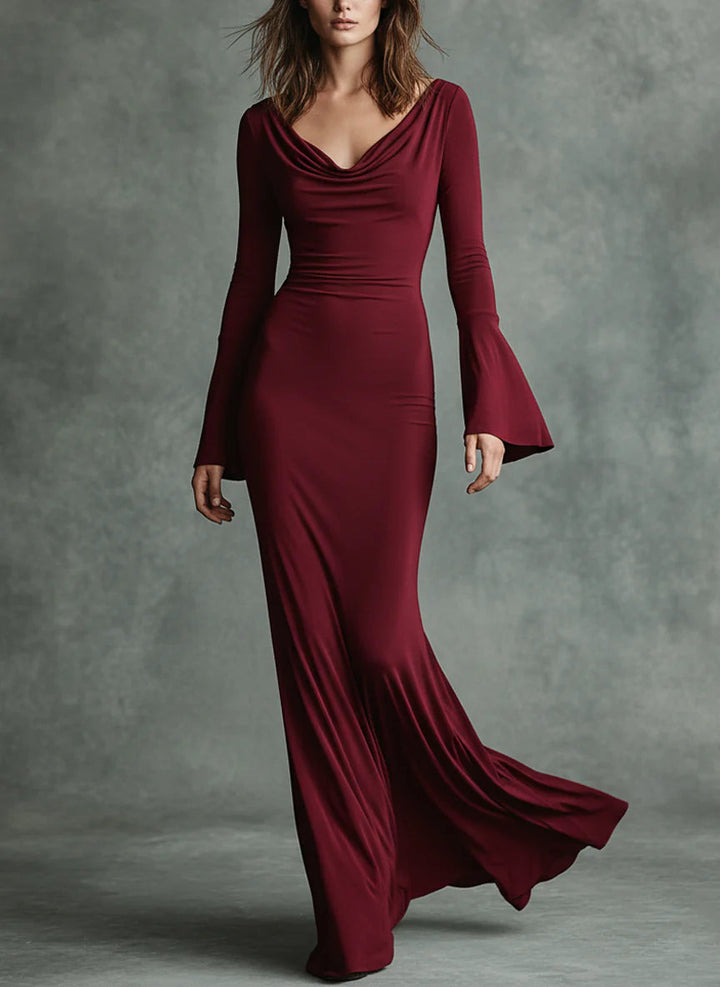 Avalon | Maxi Dress with Halter Neck and Bell Sleeves