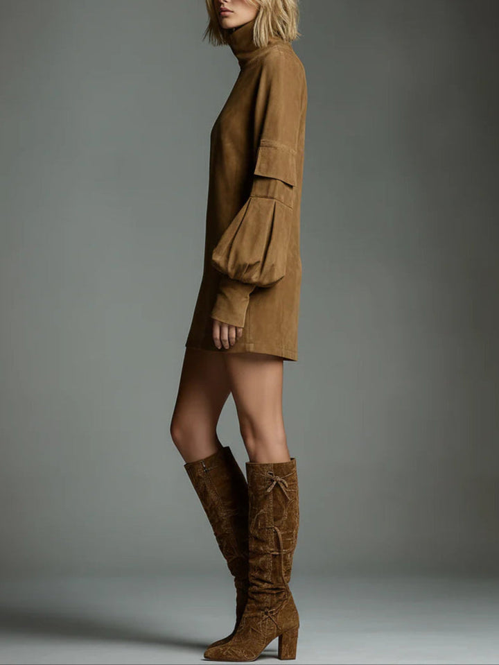Wren | Suede-Look Turtleneck Mini Dress