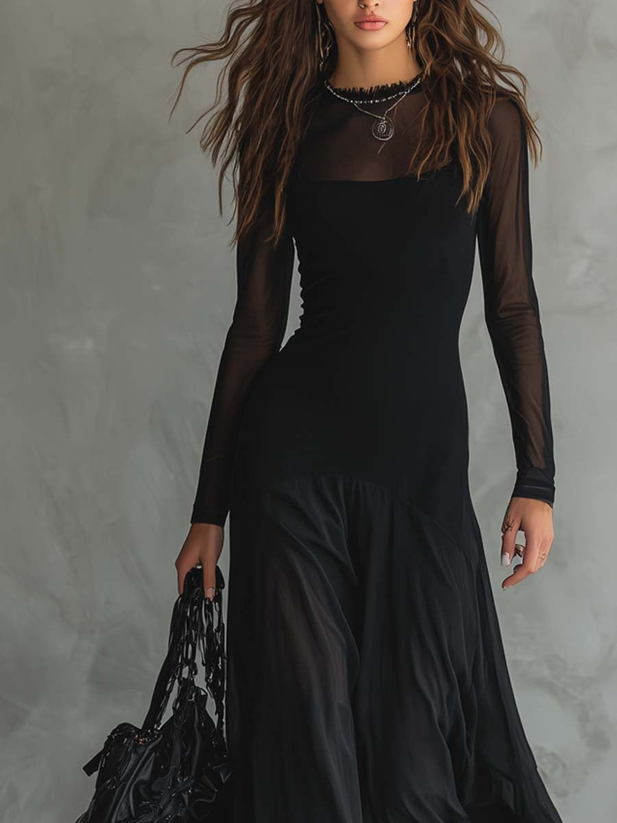 Isabella™ | Black Tulle Maxi Dress