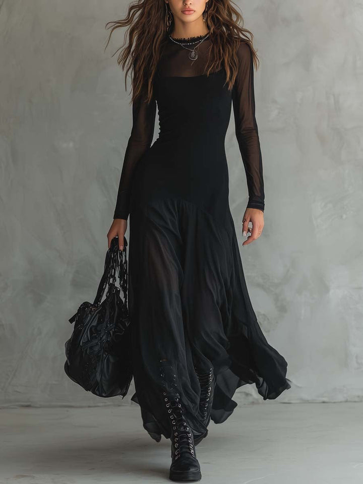 Isabella™ | Black Tulle Maxi Dress
