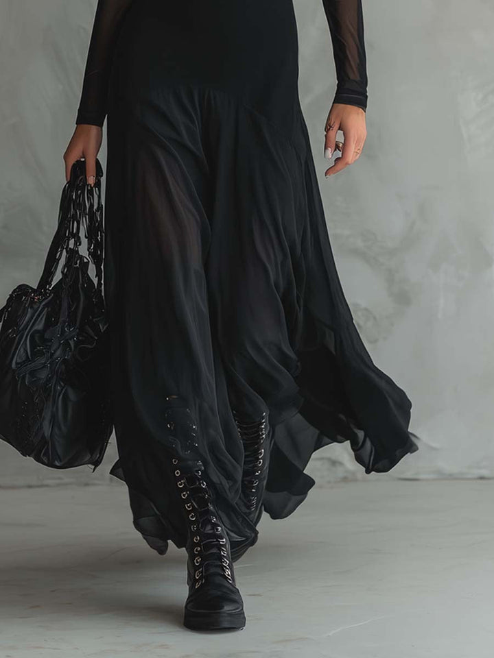 Isabella™ | Black Tulle Maxi Dress