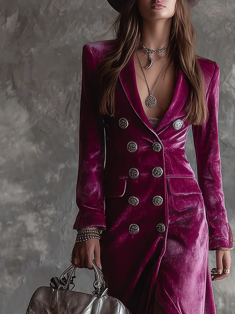 Violetta | Velvet Maxi Blazer Dress