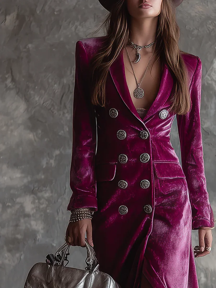 Violetta | Velvet Maxi Blazer Dress